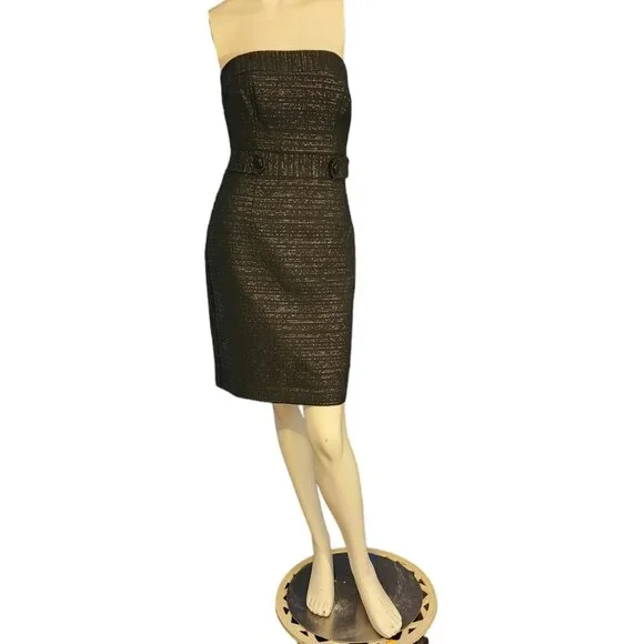 trina turk metallic dress Trina Turk Metallic Jacquard Maxi Dress Gold Multicolor Abstract V-Neck  Size 4